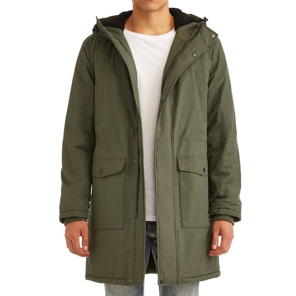 New Men's Fleece-lined Olive-green Winter Parka. - Picture 1 of 12